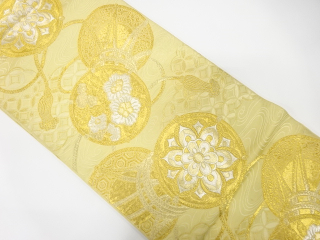 アンティーク　鼓に花模様織り出し袋帯（材料）